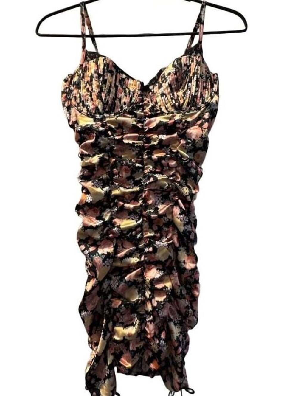 For Love & Lemons Gardenia Floral Ruched Mini Dress